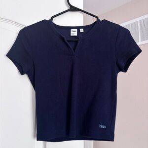 Aritzia TNA navy blue crop top